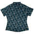 Mystic Cloud Cats Teal Curvy Button Up Shirt womens back