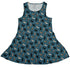 Mystic Cloud Cats Teal Sleeveless Dress front