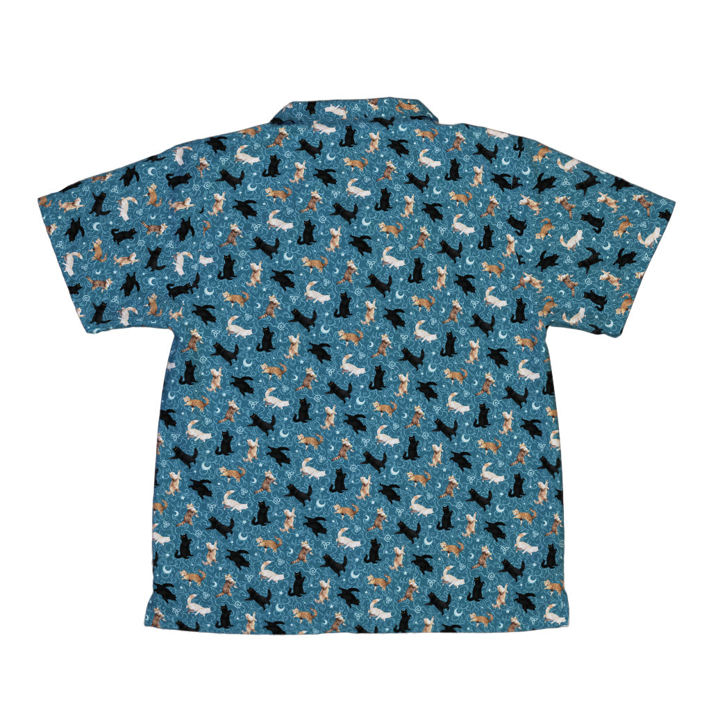 Mystic Cloud Cats Teal Youth Hawaiian Shirt Back