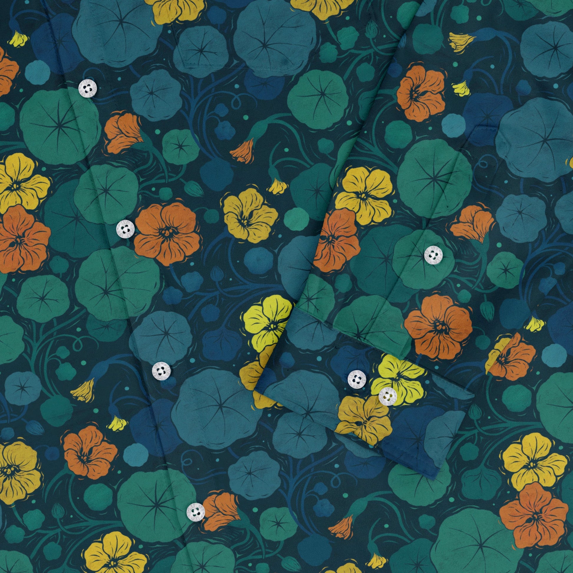 Nasturtium Long Sleeve Button Up Shirt Geek Nerd 0925 adult sizing All Adult Button Up Shirts