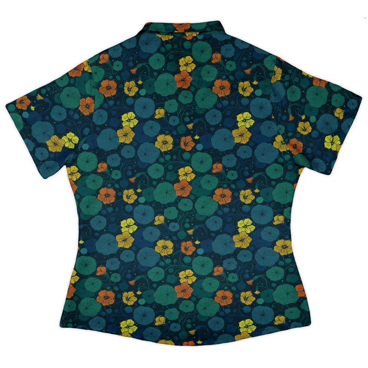 Nasturtium Curvy Button Up Shirt Geek Nerd 0925 All Adult Button Up Shirts Botany Print