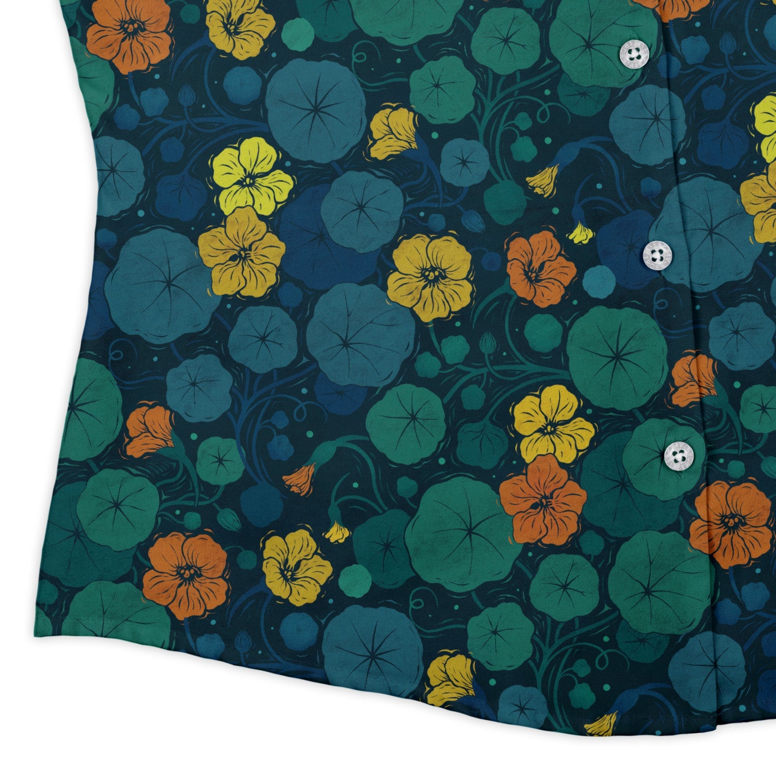 Nasturtium Curvy Button Up Shirt Geek Nerd 0925 All Adult Button Up Shirts Botany Print