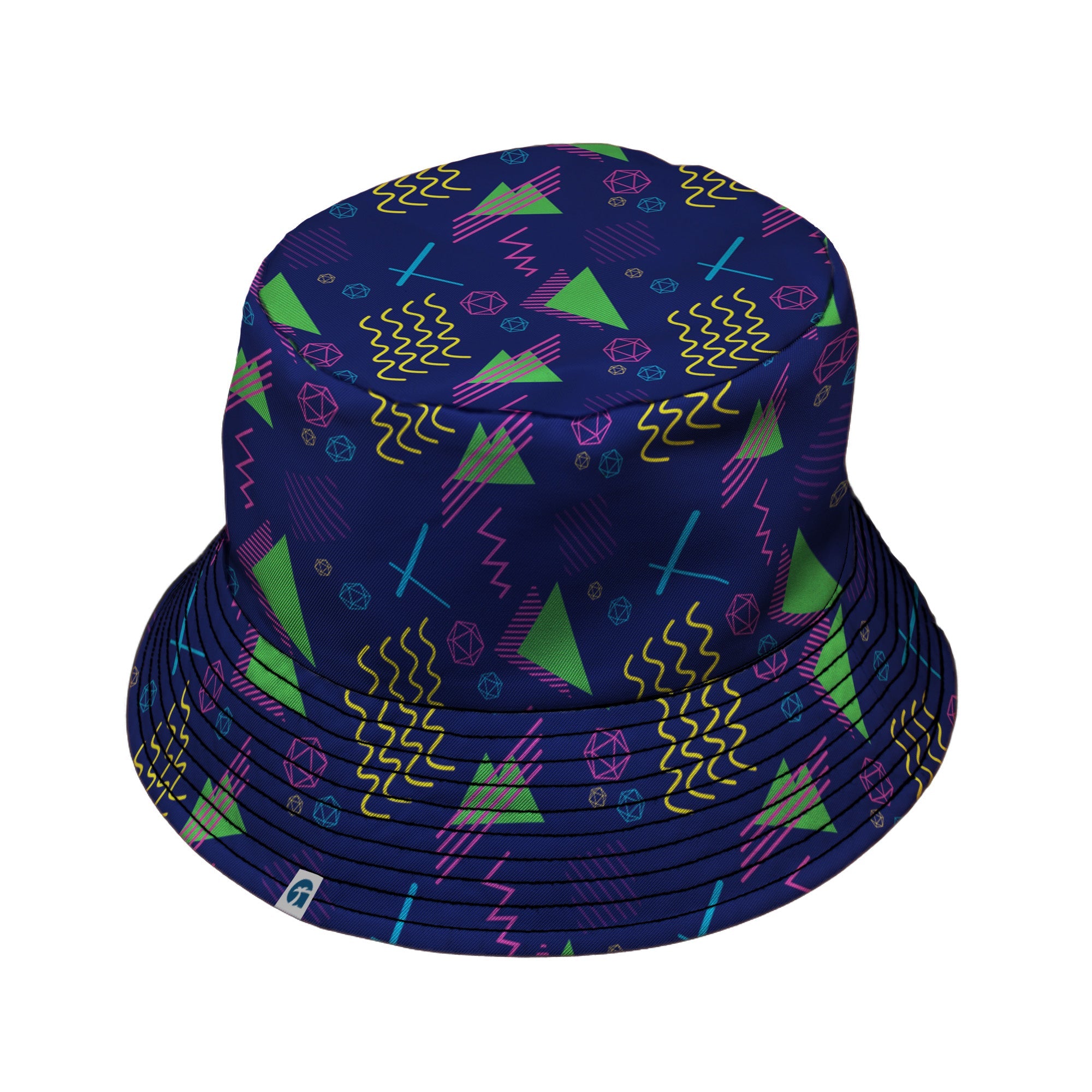 Neon Retro Dice Bucket Hat Geek Nerd Design by Heather Davenport dnd & rpg print lx - B