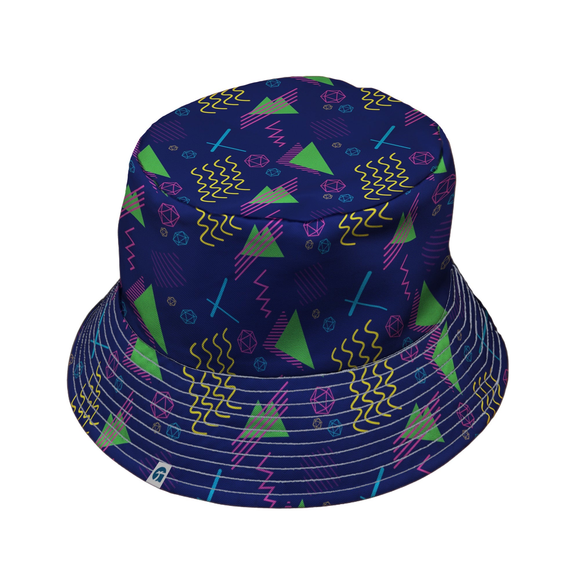 Neon Retro Dice Bucket Hat Geek Nerd Design by Heather Davenport dnd & rpg print lx - B