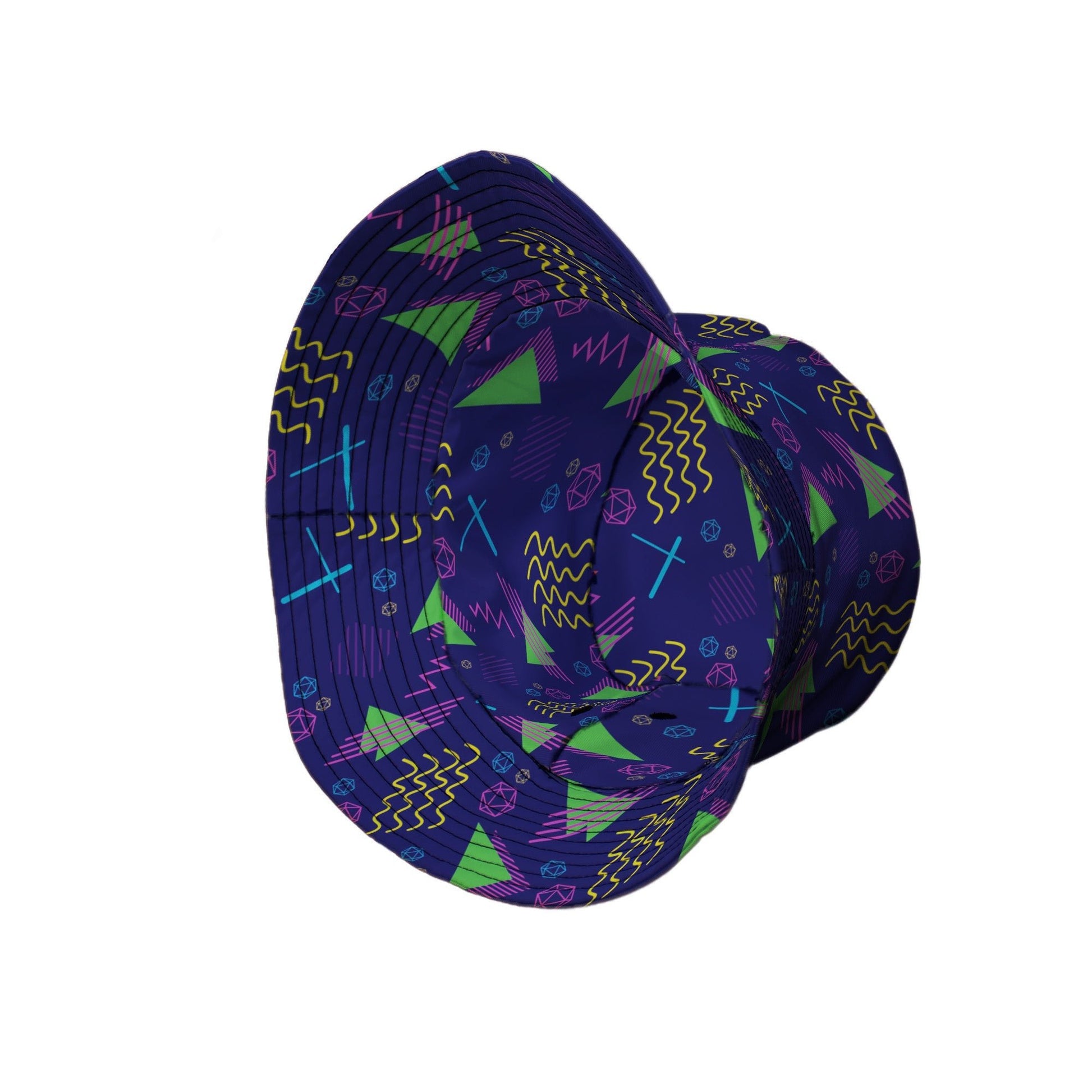 Neon Retro Dice Bucket Hat Geek Nerd Design by Heather Davenport dnd & rpg print lx - B