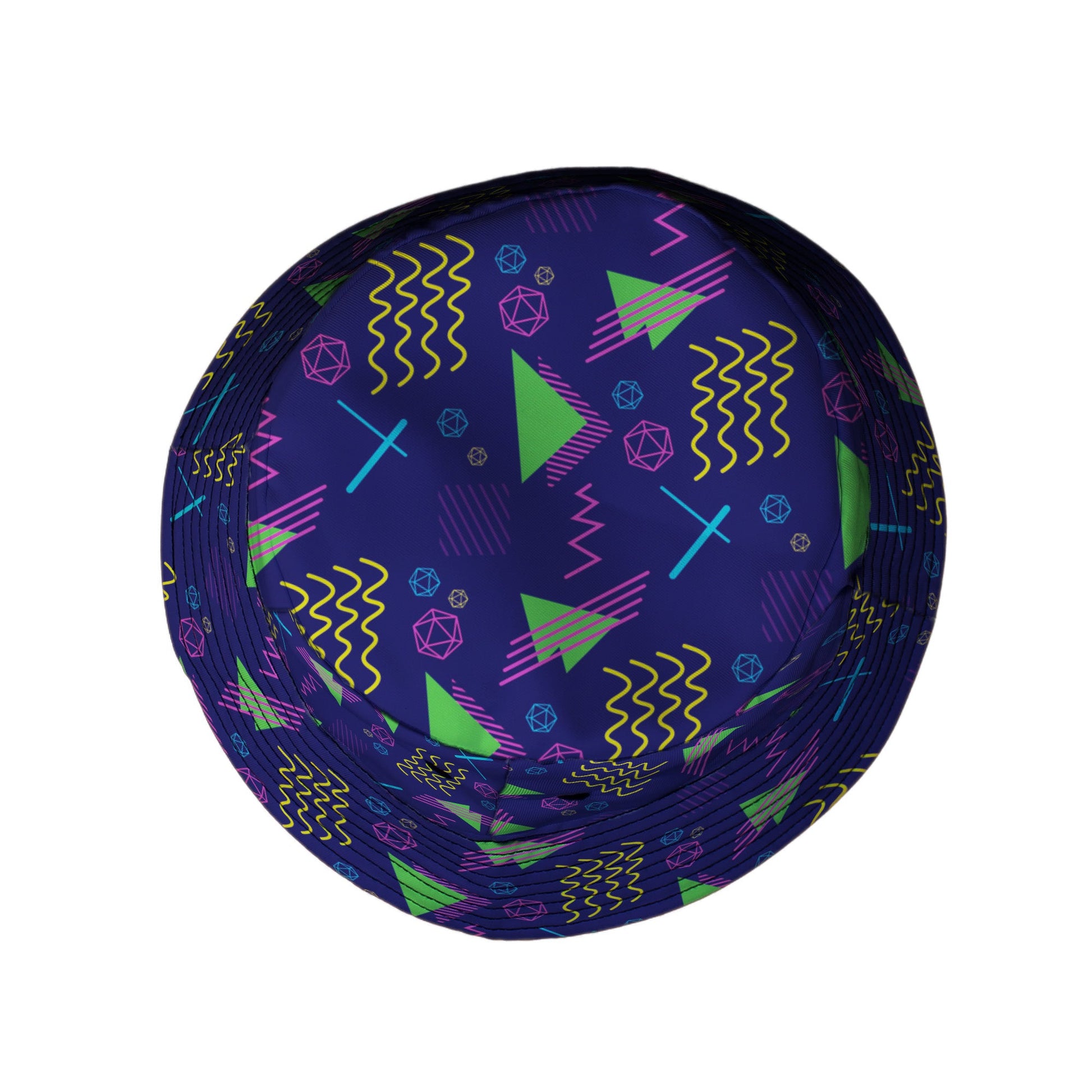 Neon Retro Dice Bucket Hat Geek Nerd Design by Heather Davenport dnd & rpg print lx - B