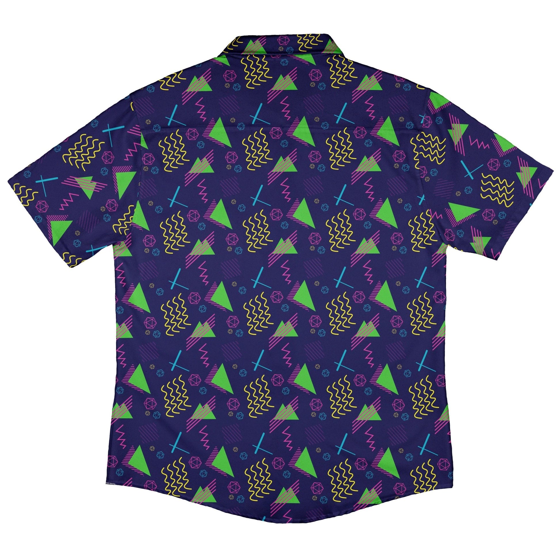 Neon Retro Dice Button Up Shirt Geek Nerd adult sizing Design by Heather Davenport dnd & rpg print