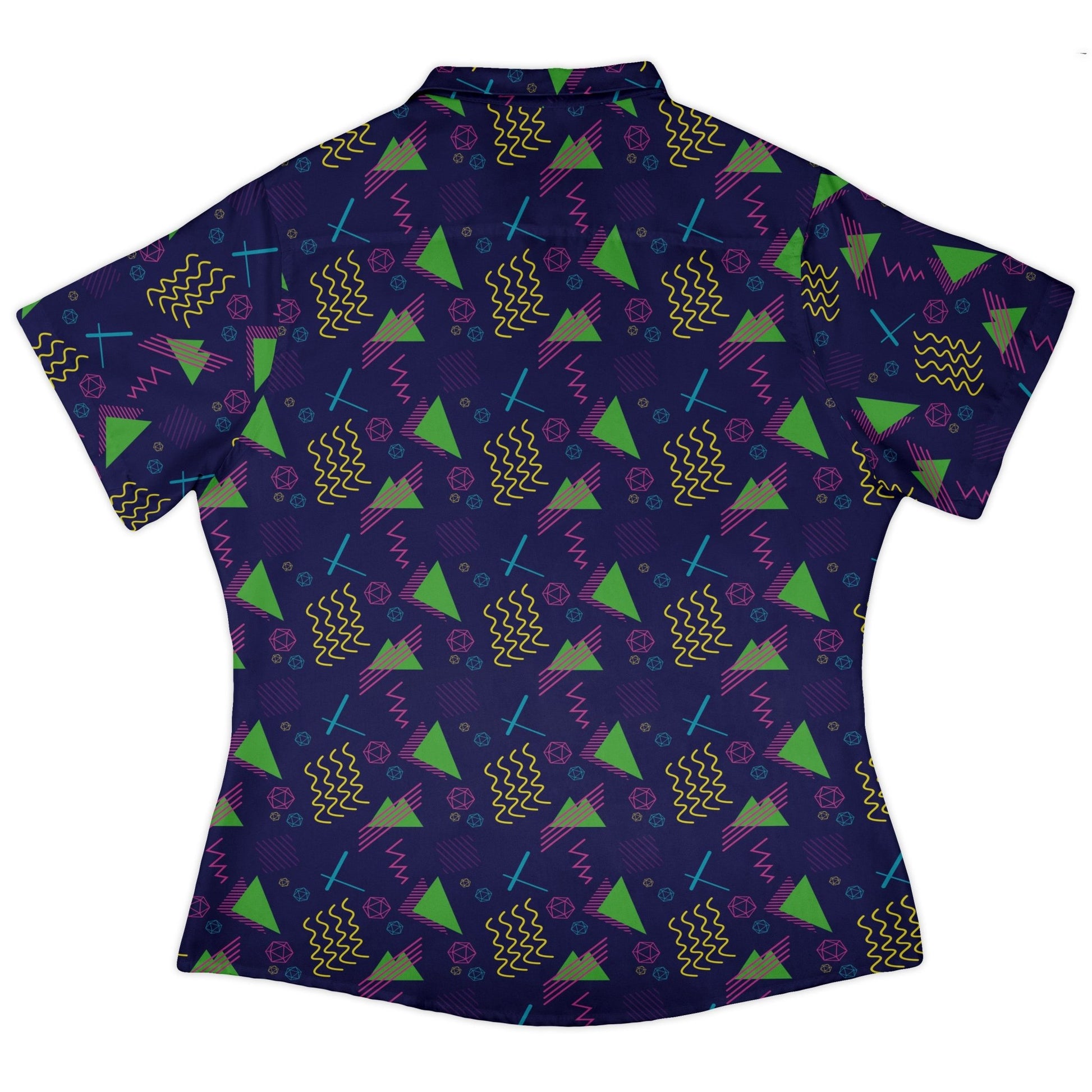 Neon Retro Dice Curvy Button Up Shirt 4