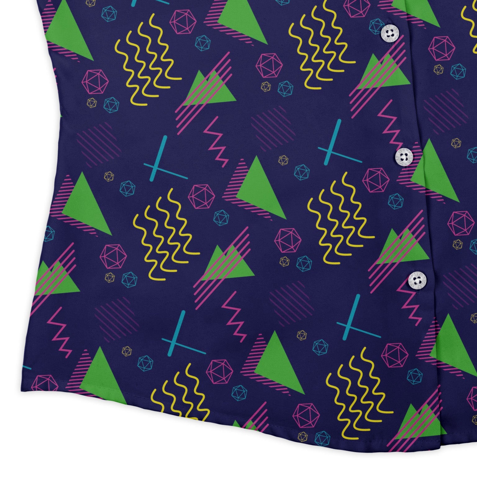 Neon Retro Dice Curvy Button Up Shirt 3