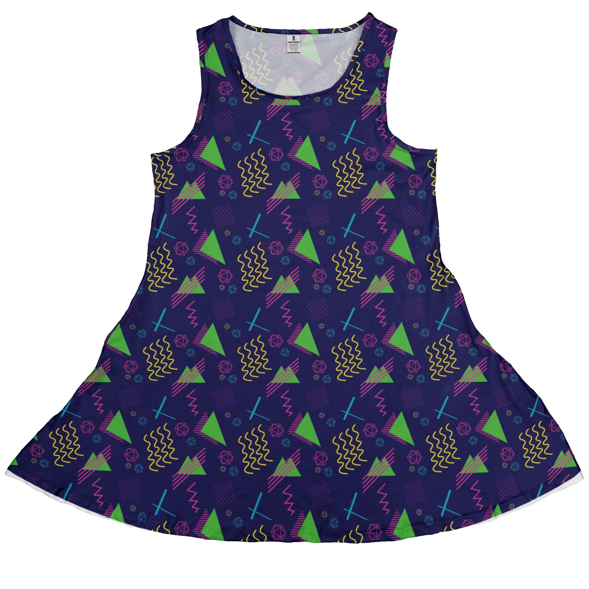 Neon Retro Dice Dress Geek Nerd Design by Heather Davenport dnd & rpg print lx - C