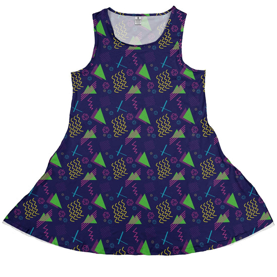 Neon Retro Dice Dress Geek Nerd Design by Heather Davenport dnd & rpg print lx - C