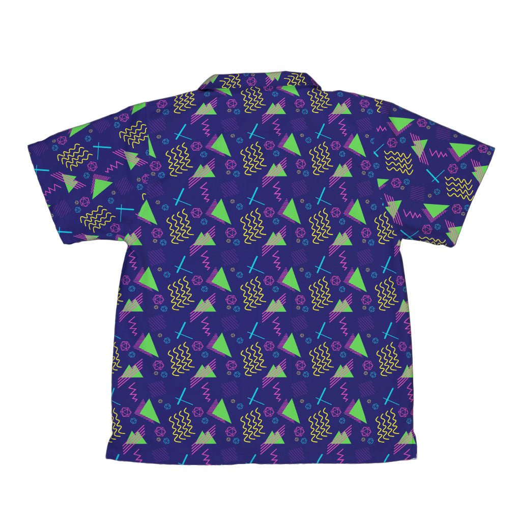 Neon Retro Dice Youth Hawaiian Shirt Geek Nerd Design by Heather Davenport dnd & rpg print q225