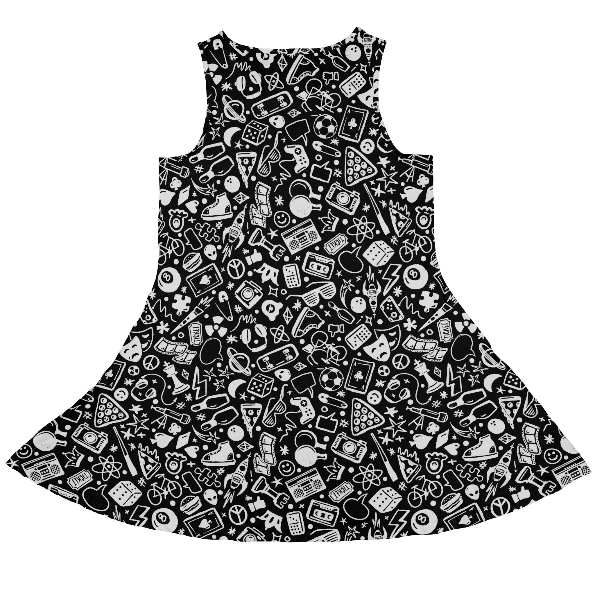Nerdy Doodles Black Dress Geek Nerd board game print Design by Zirkus Design dnd & rpg print