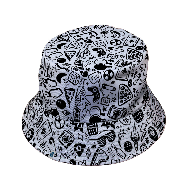 Nerdy Doodles Swag Bucket Hat Geek Nerd board game print Design by Zirkus Design dnd & rpg print