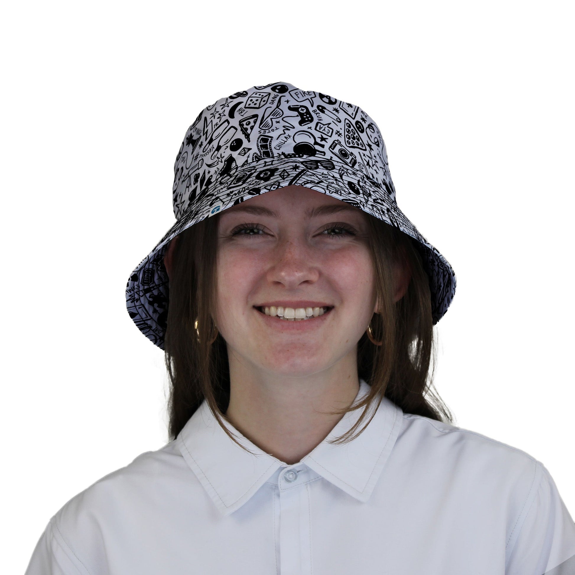 Nerdy Doodles Swag Bucket Hat Geek Nerd board game print Design by Zirkus Design dnd & rpg print