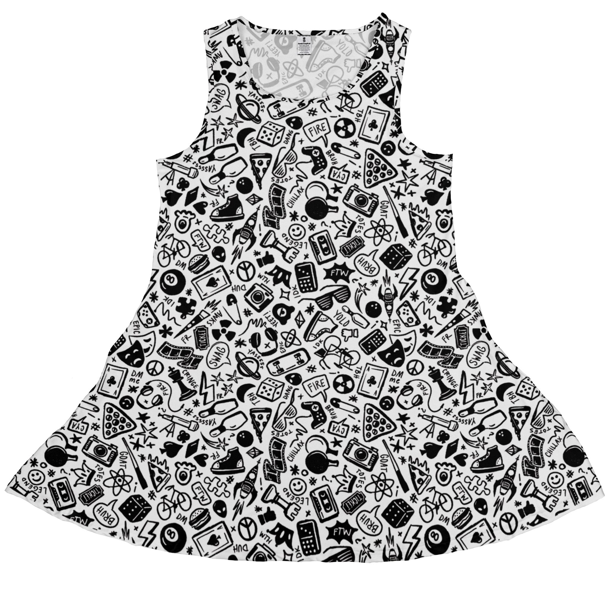 Nerdy Doodles Swag Dress Geek Nerd board game print Design by Zirkus Design dnd & rpg print