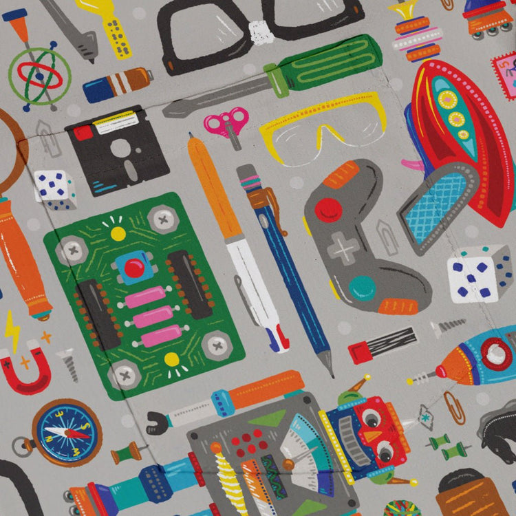 Nerdy Toys Button Up Shirt Geek Nerd adult sizing board game print Design by Zirkus Design