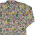 Nerdy Toys Long Sleeve Button Up Shirt Geek Nerd adult sizing board game print Design by Zirkus Design
