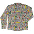 Nerdy Toys Long Sleeve Button Up Shirt Geek Nerd adult sizing board game print Design by Zirkus Design