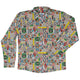 Nerdy Toys Long Sleeve Button Up Shirt Geek Nerd adult sizing board game print Design by Zirkus Design
