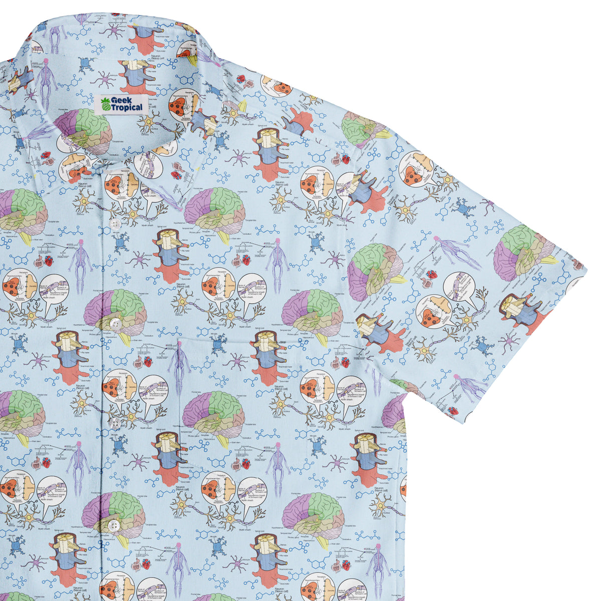 Neurotransmit Things Button Up Shirt Top Corner
