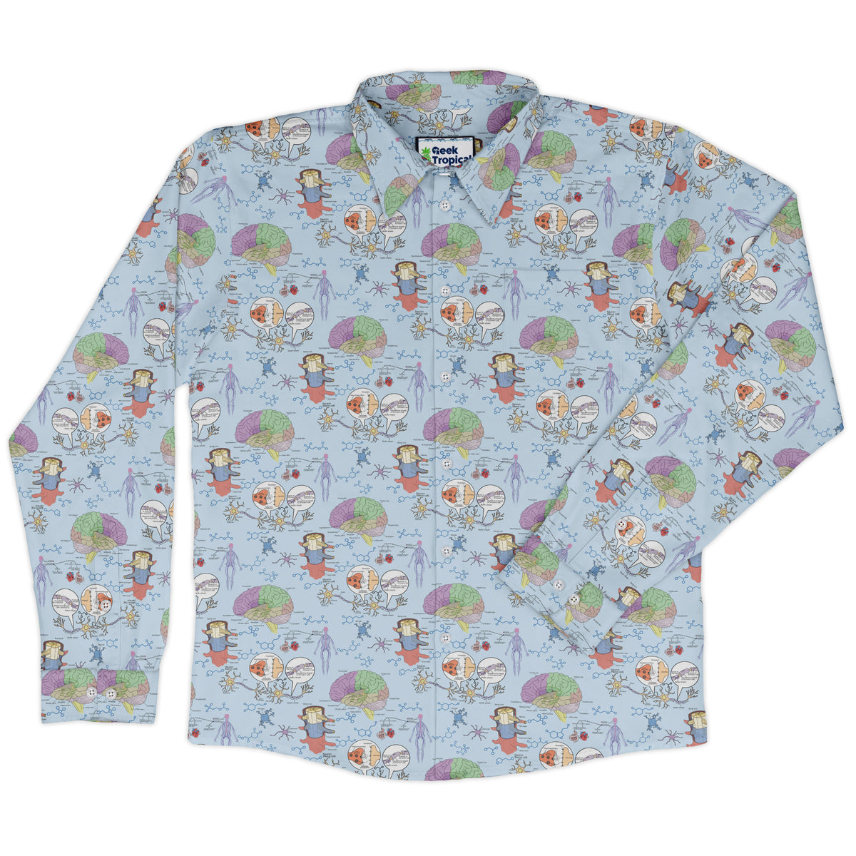 Neurotransmit Things Long Sleeve Button Up Shirt front