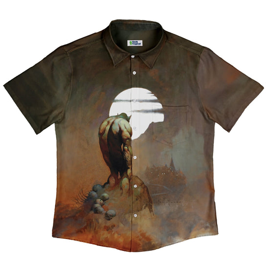 Nightstalker Button Up Shirt - adult sizing - Design by Frank Frazetta - Fantasy Prints