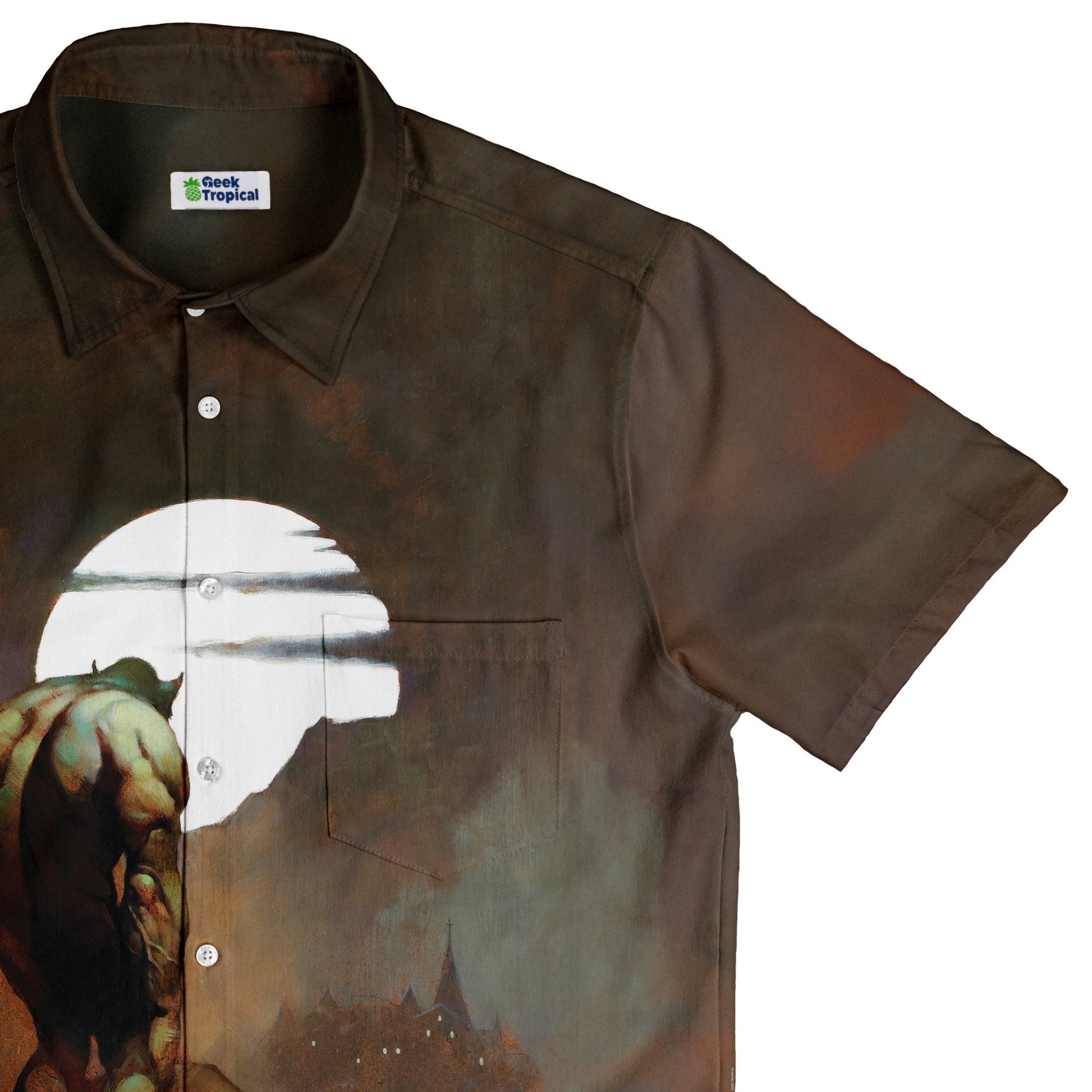 Nightstalker Button Up Shirt - adult sizing - Design by Frank Frazetta - Fantasy Prints