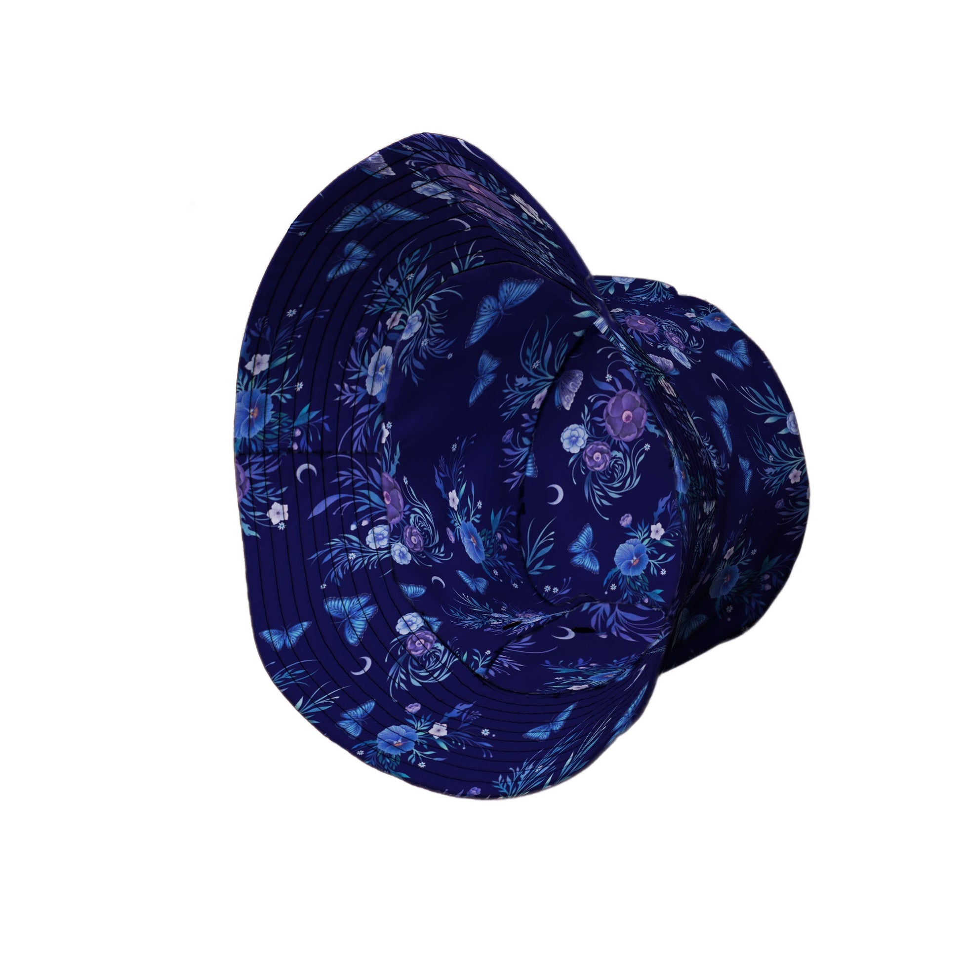 Nocturne Blue Blooms Bucket Hat Side View