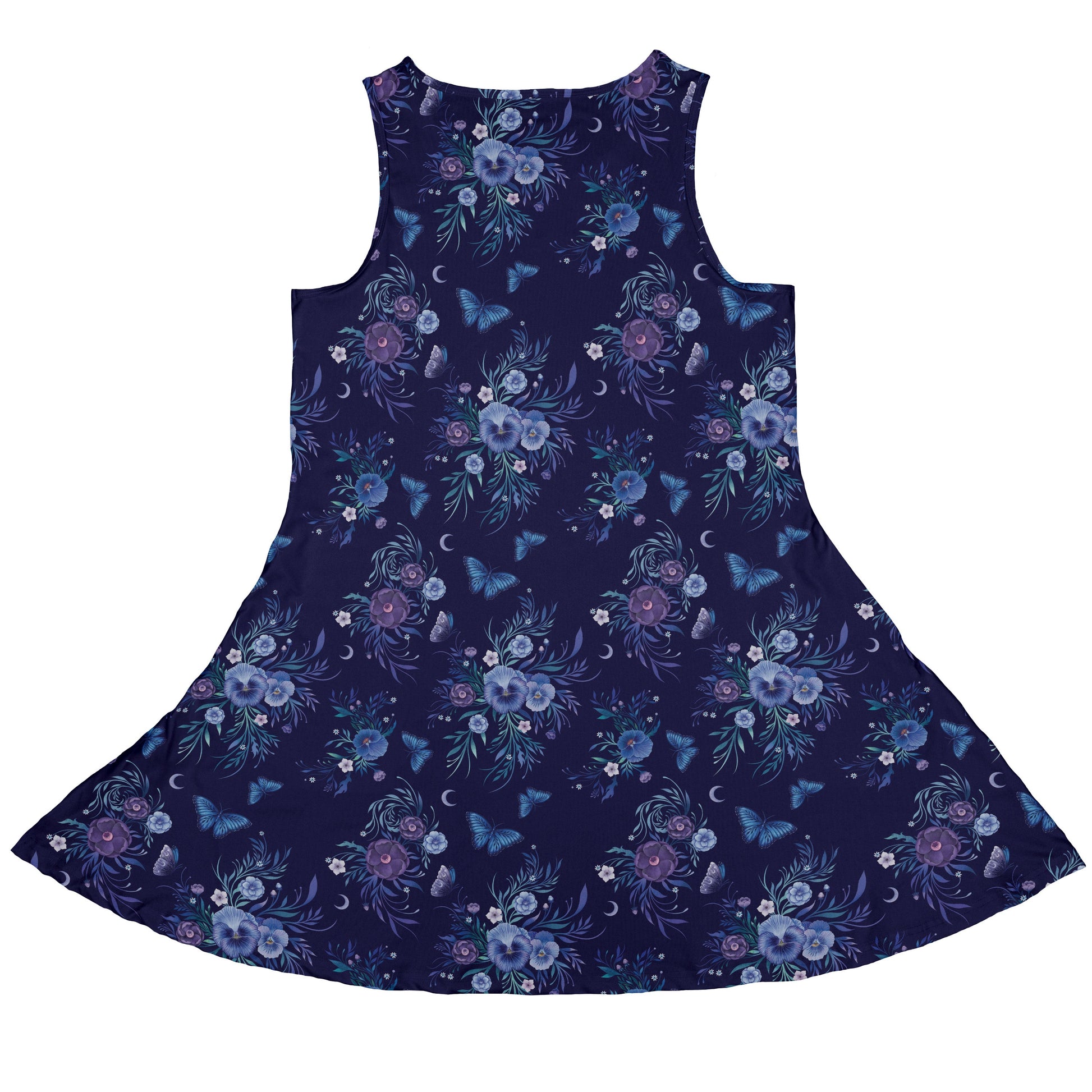 Nocturne Blue Blooms Sleeveless Dress back