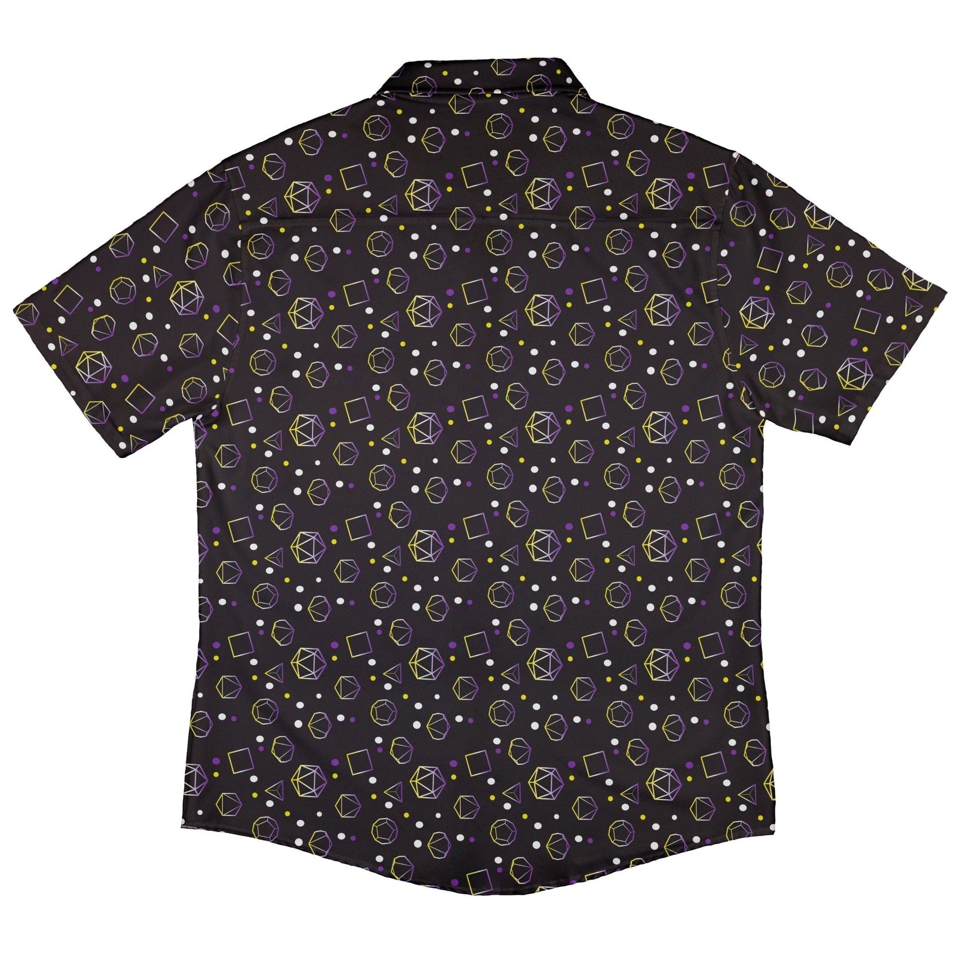Nonbinary Pride Flag DND Dice Button Up Shirt - adult sizing - Design by Heather Davenport - dnd & rpg print