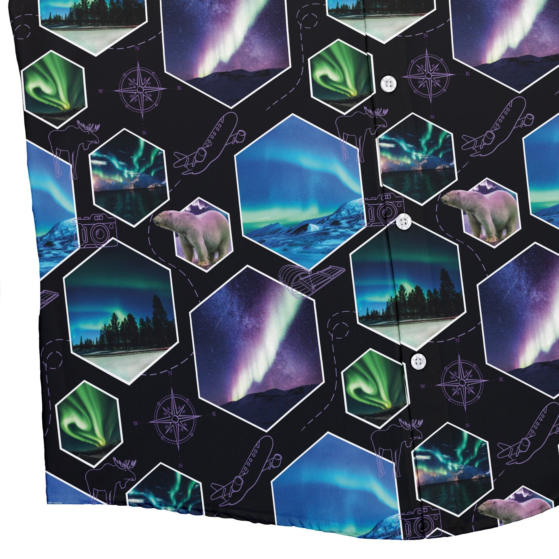 Northern Lights Wonder Button Up Shirt Geek Nerd 0925 adult sizing All Adult Button Up Shirts