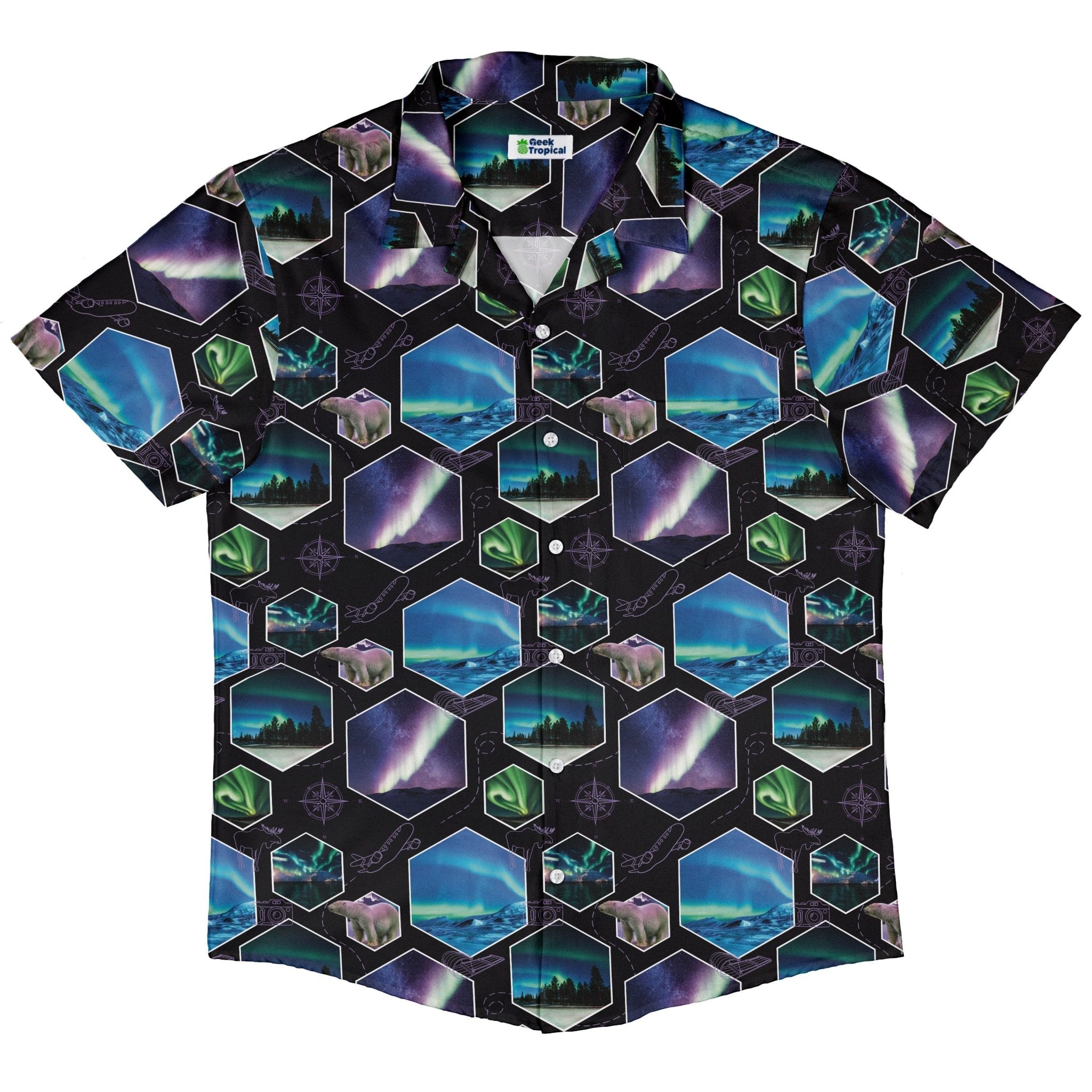 Northern Lights Wonder Button Up Shirt Geek Nerd 0925 adult sizing All Adult Button Up Shirts