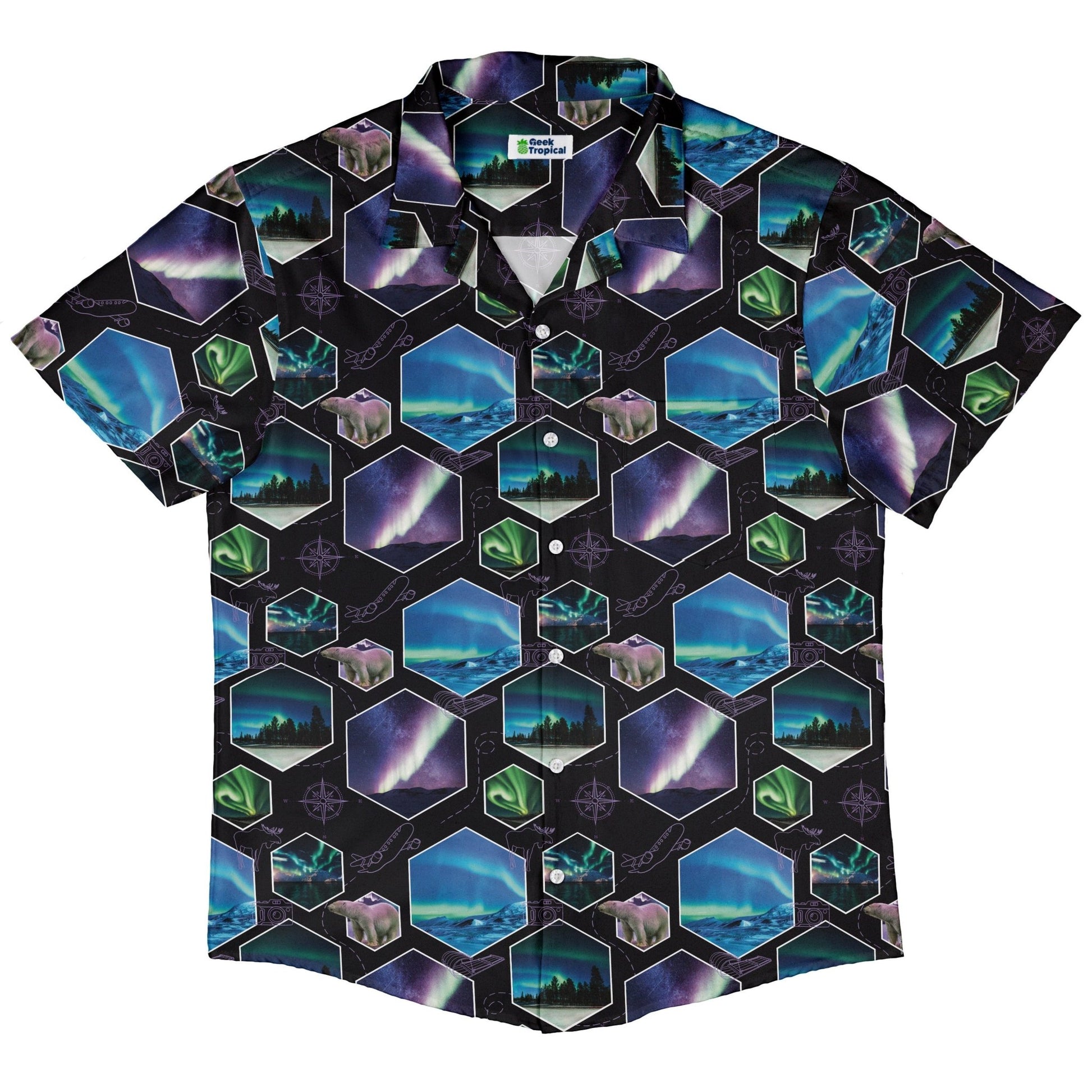 Northern Lights Wonder Button Up Shirt Geek Nerd 0925 adult sizing All Adult Button Up Shirts