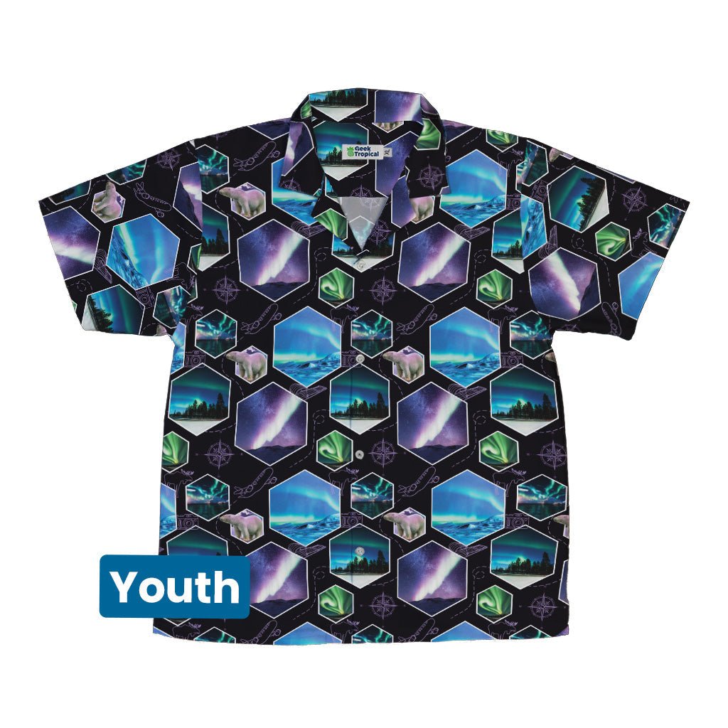 Northern Lights Wonder Youth Hawaiian Shirt Geek Nerd 0925 Designs by Nathan FLOW DESC WRITING
