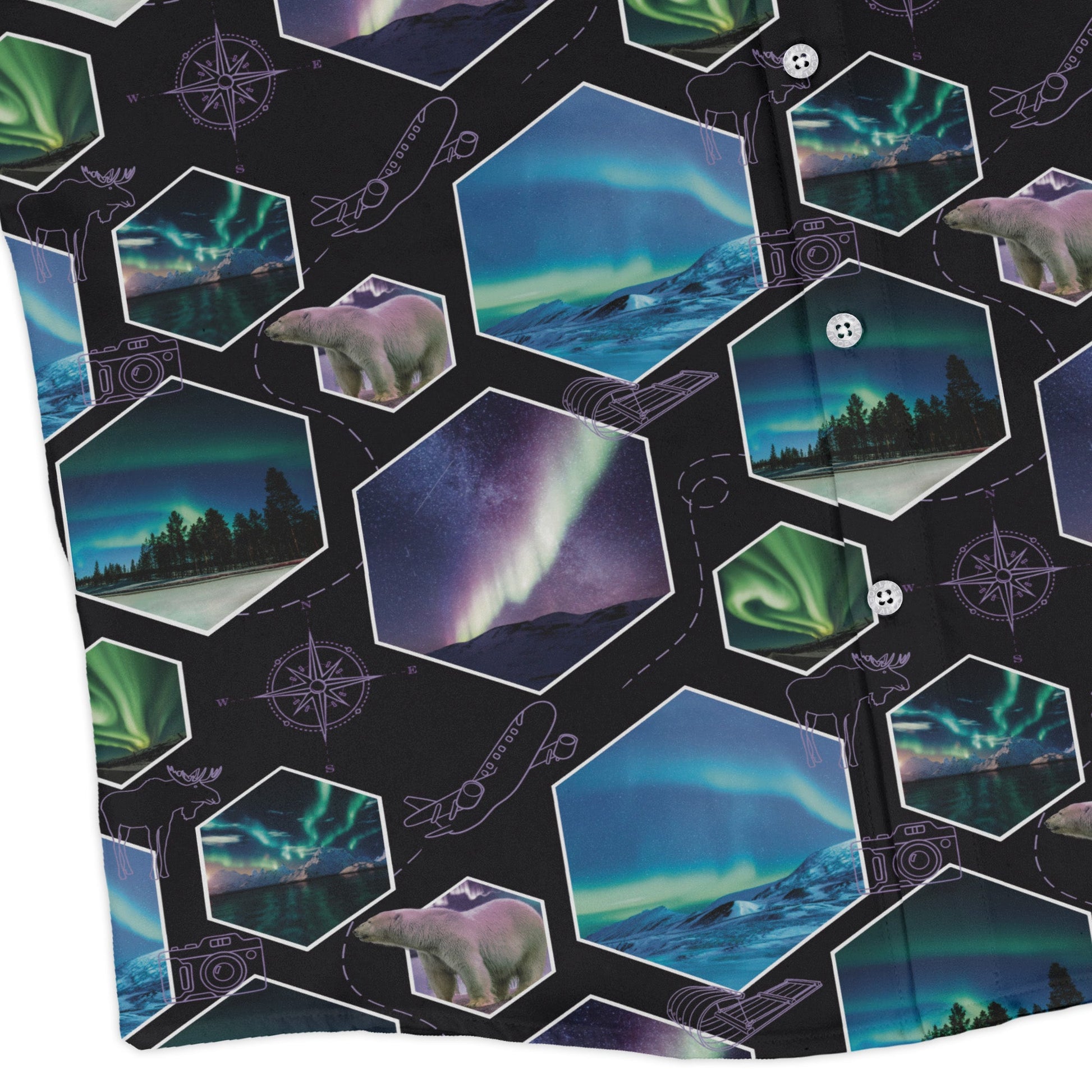 Northern Lights Wonder Long Sleeve Button Up Shirt Geek Nerd 0925 adult sizing All Adult Button Up Shirts