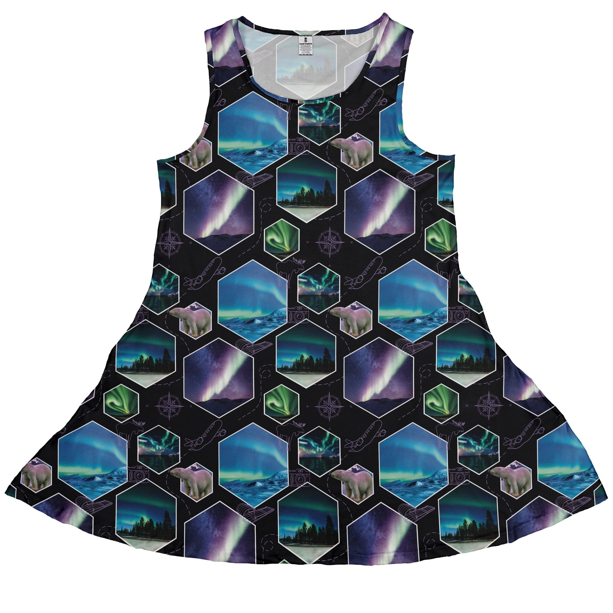 Northern Lights Wonder Dress Geek Nerd 0925 Botany Print Designs by Nathan