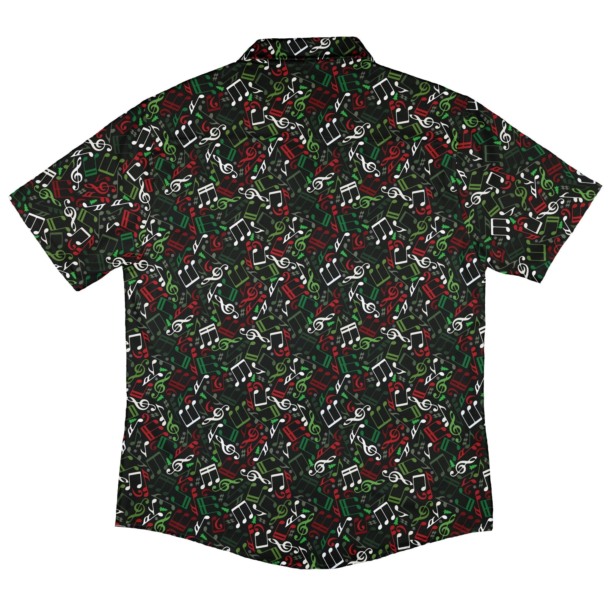 O Christmas Tree Music Notes Button Up Shirt Geek Nerd adult sizing Christmas Print