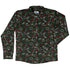 O Christmas Tree Music Notes Long Sleeve Button Up Shirt Geek Nerd adult sizing Christmas Print FLOW DESC WRITING