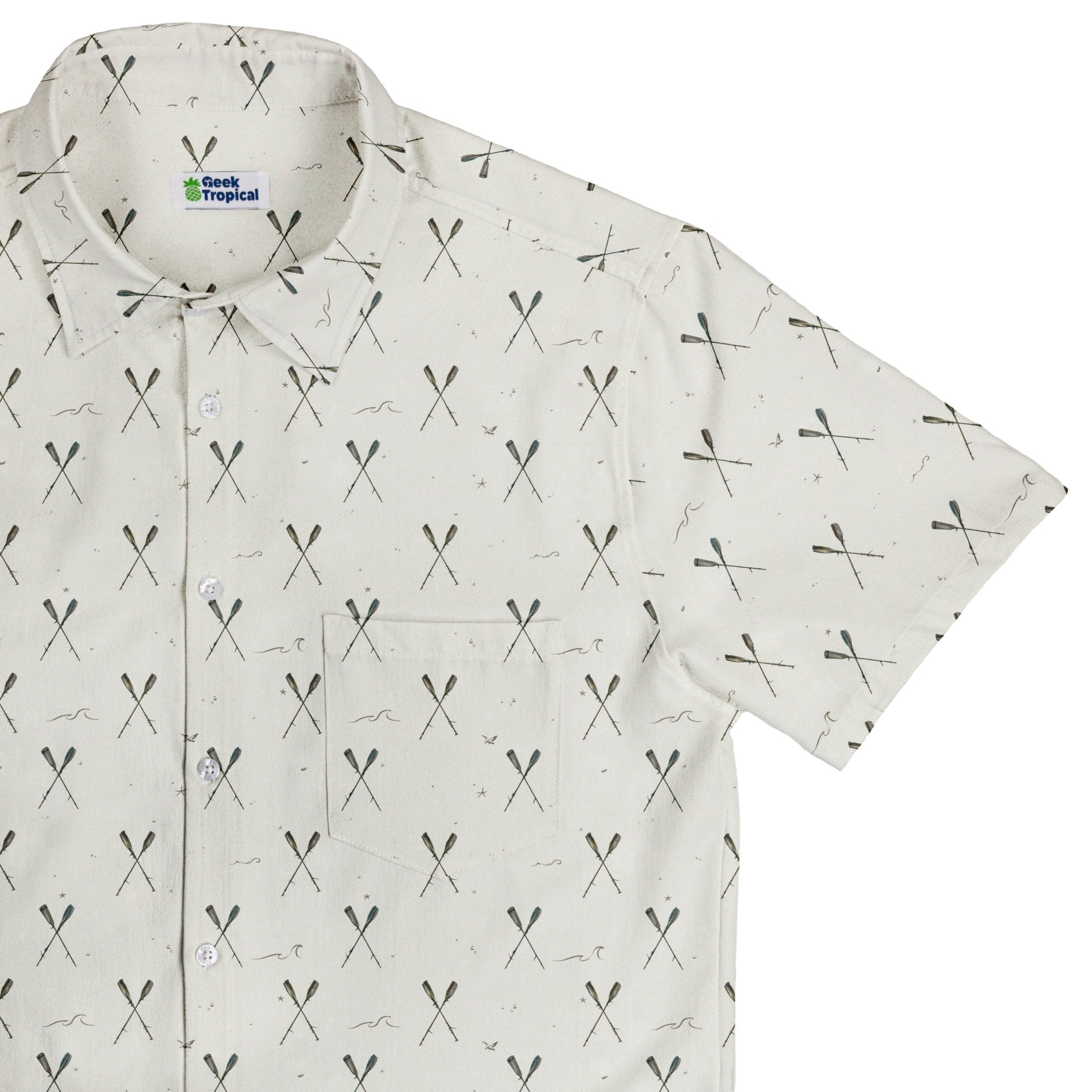 Oar Cross Button Up Shirt Geek Nerd adult sizing Design by Vlad Mel Marine biology