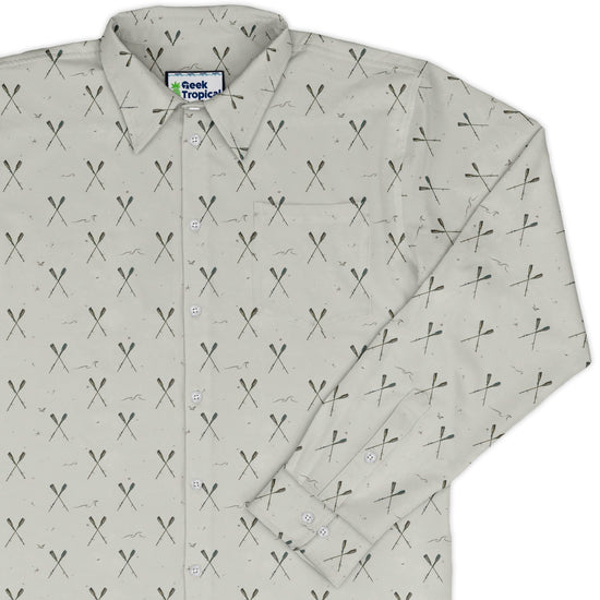 Oar Cross Long Sleeve Button Up Shirt Geek Nerd adult sizing Design by Vlad Mel FLOW DESC WRITING
