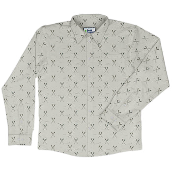 Oar Cross Long Sleeve Button Up Shirt Geek Nerd adult sizing Design by Vlad Mel FLOW DESC WRITING