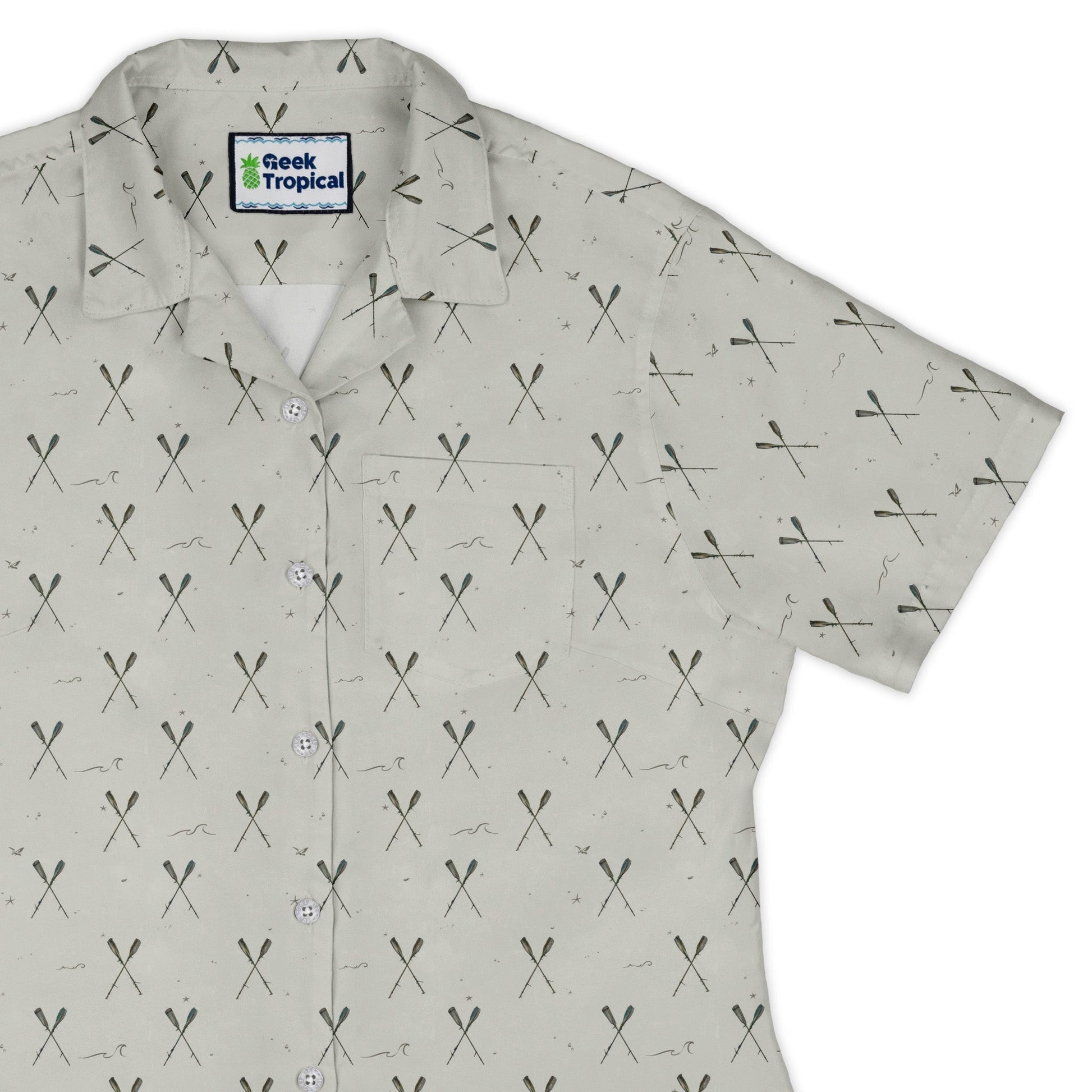 Oar Cross Curvy Button Up Shirt Geek Nerd Design by Vlad Mel Marine biology q4