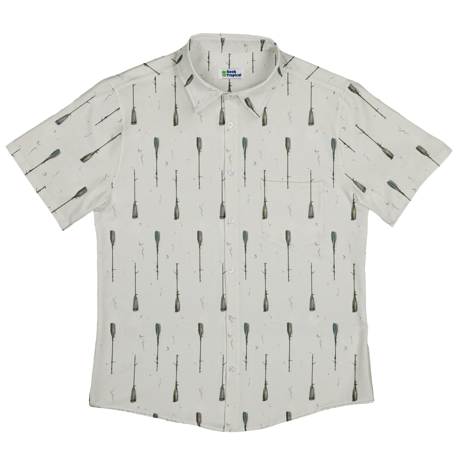 Oars Rowing Button Up Shirt Geek Nerd adult sizing Design by Vlad Mel Marine biology