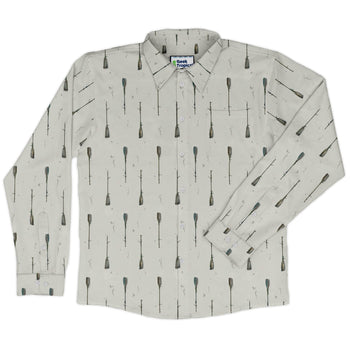 Oars Rowing Long Sleeve Button Up Shirt Geek Nerd adult sizing Design by Vlad Mel FLOW DESC WRITING