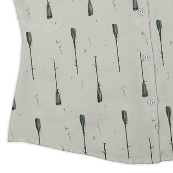 Oars Rowing Curvy Button Up Shirt Geek Nerd Design by Vlad Mel Marine biology q4