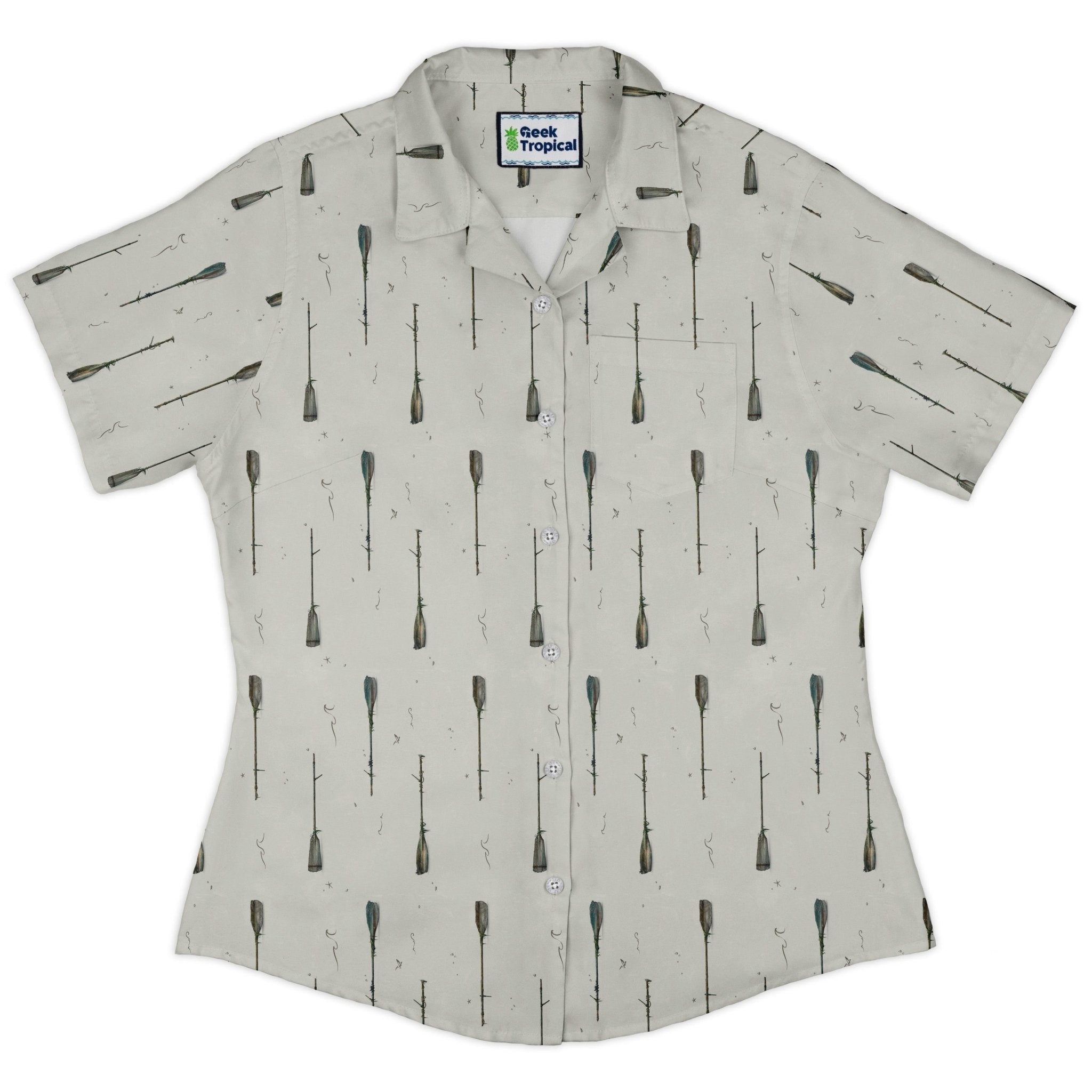 Oars Rowing Curvy Button Up Shirt Geek Nerd Design by Vlad Mel Marine biology q4