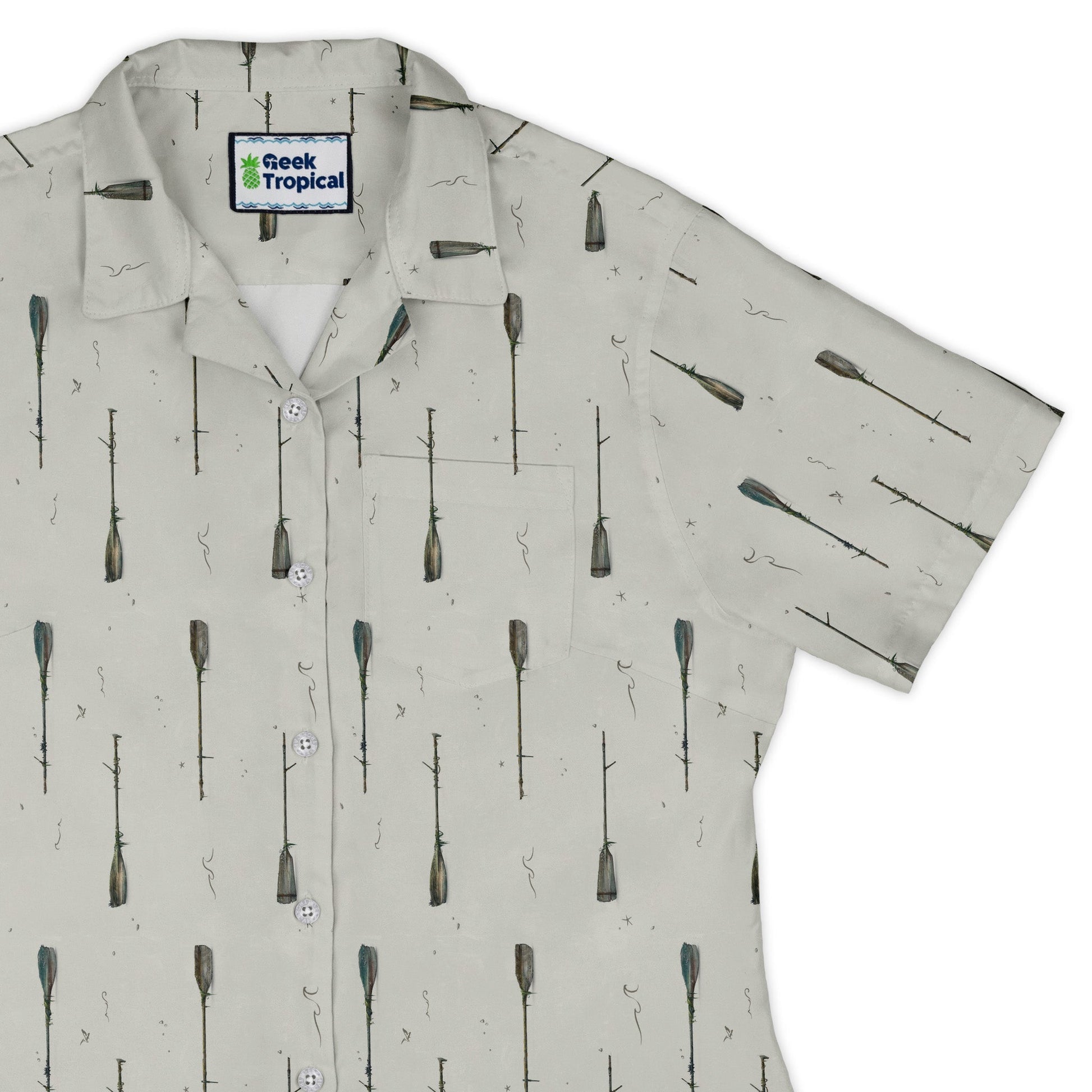 Oars Rowing Curvy Button Up Shirt Geek Nerd Design by Vlad Mel Marine biology q4