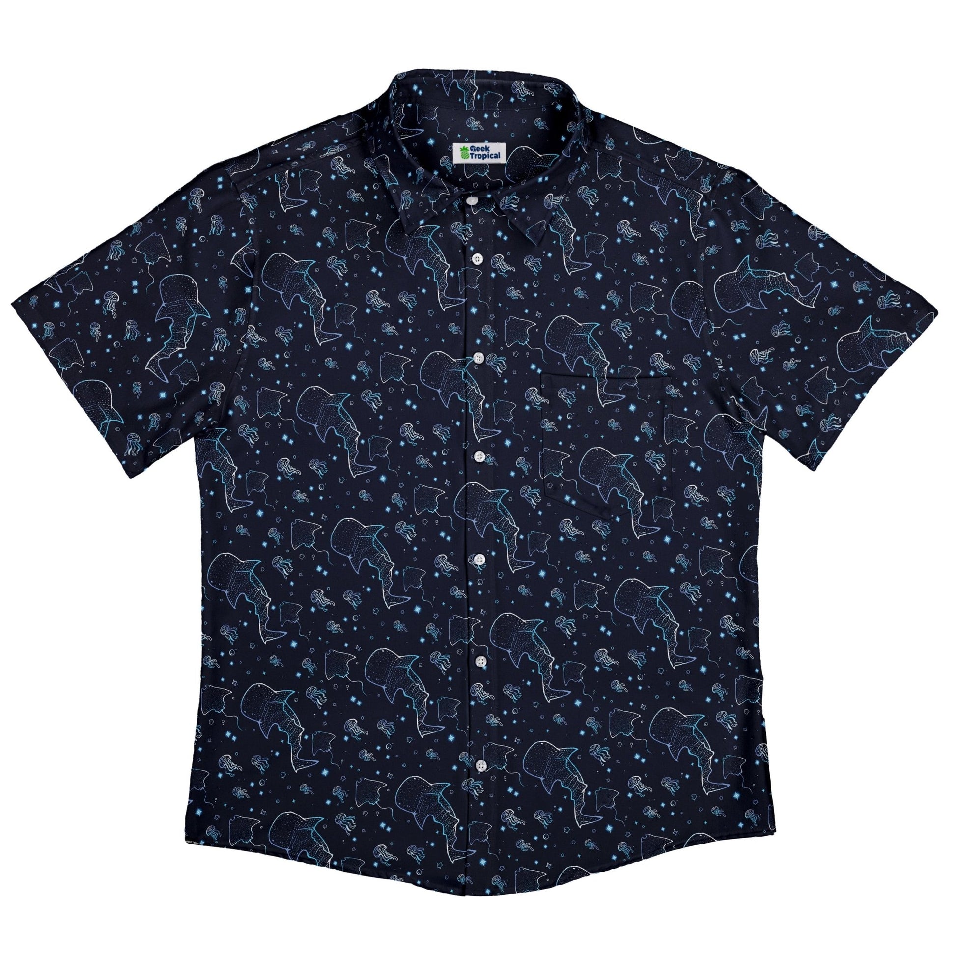 Ocean Giants Button Up Shirt Geek Nerd adult sizing animal patterns Design by Ardi Tong
