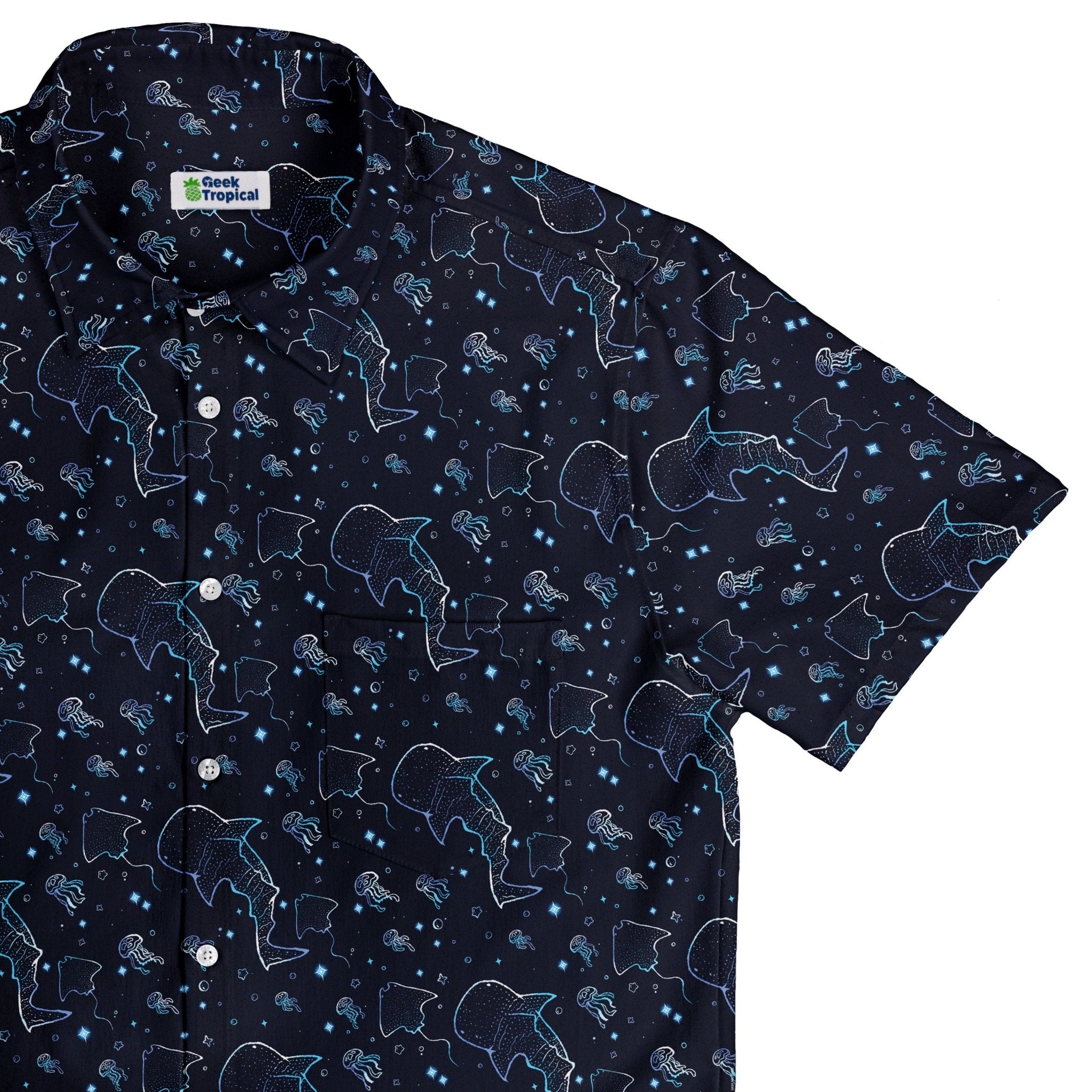 Ocean Giants Button Up Shirt Geek Nerd adult sizing animal patterns Design by Ardi Tong